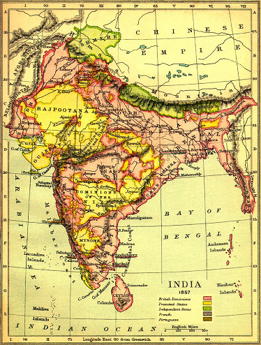 Karte von Britisch-Indien 1857