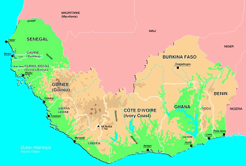 Karte Senagal-Cte d'Ivoire-Ghana