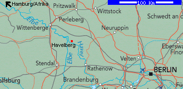 Karte mit Berlin und Havelberg