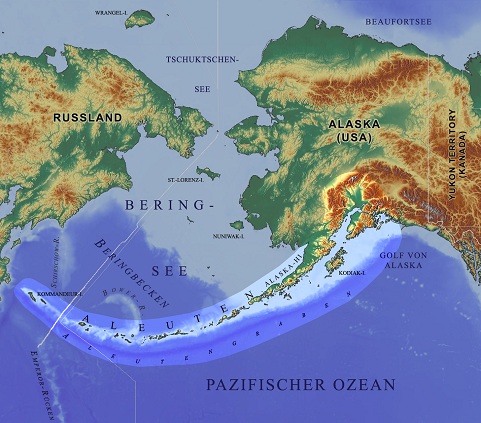 Map
                  of the Aleut Islands (island arc)