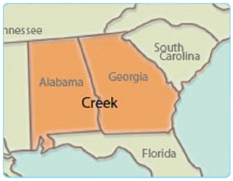Natives
                      "USA" South East map Creek in
                      Alabama+Georgia