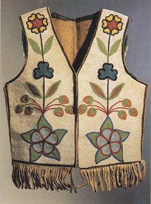 Men's vest with flower design in beading
                          technique, Ojibwa primary nation