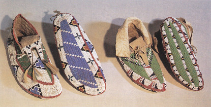 Moccasins for dead bodies with beading
                          technique also on the soles, Sioux primary
                          nation