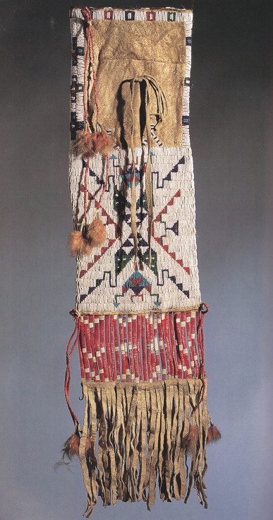 Tobacco bag with beading ornament of
                          Oglala primary nation