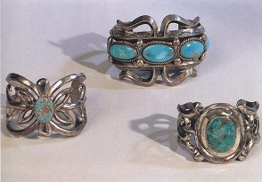 Armlets with
                              turquoise gemstones of Navajo primary
                              nation