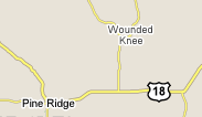 Karte mit Pine-Ridge-Reservation und
                            mit Wounded Knee