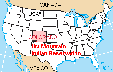 Karte von Colorado mit dem
                                Ute-Indianerreservat