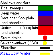 Legende zu den
                      schematischen Karten mit dem Fluss Duwamish