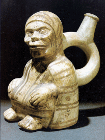 Moche-Gefäss: Eingehüllte Mumie