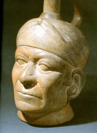 Moche-Gefäss: Portrait eines alten Herrschers