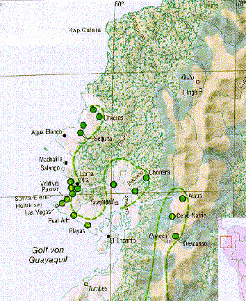 Karte der
                Valdvia-Kultur im heutigen Ecuador