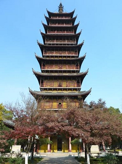 Ein
                    Pagoda-Tempel in Changshu in China