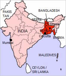 Map with
                        India, Bengal, and Bangladesh