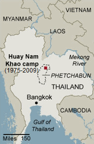 Map, refugee camp "Huay Nam
                                Khao" of the Meo (Hmong) in
                                Thailand 1975-2009