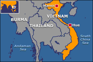 Karte Vietnam mit Hue und Hanoi