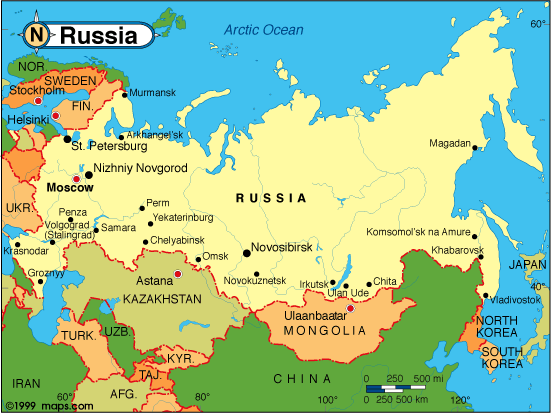 Karte Russlands mit
              Khabarovsk