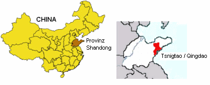 Position von Tsingtao / Qingdao in der
                        Provinz Shandong