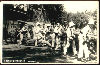 China 1926: Nordfeldzug: Französische
                        Barrikade in Hankow