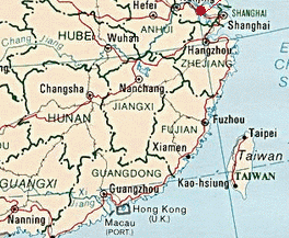 Die Position von
                          Kiangsi / Jiangxi, Karte