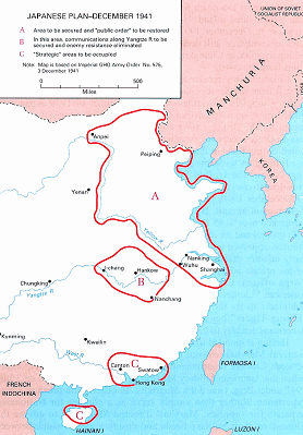 Karte: China mit Japans Besetzungen,
                          Dezember 1941