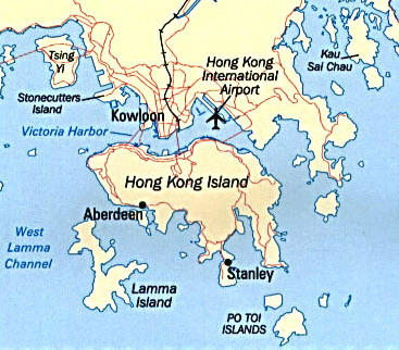 Hongkong Island mit der Halbinsel
                        Kowloon davor