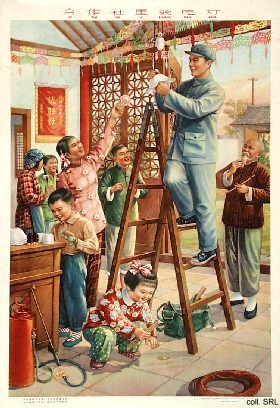 Plakat: Strom durch Kooperative,
                        China 1958