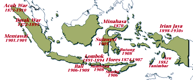 Map of Indonesia during the period of Dutch
                    East Indies 1870-1910 - Holland colonialism