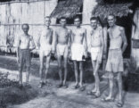 Dutch
                        prisoners just after release from a Japanese
                        concentration camp, 1945.