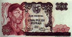 50 Rupiah bank note,
                        1968, with portrait of Soedirman.