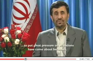 Ahmadinejad Christmas speech 2008: ... to put great pressure on all nations have come about because ...