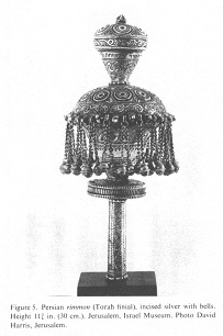 Encyclopaedia Judaica 1971: Persia,
                              Vol. 13, col. 311, Torah finial