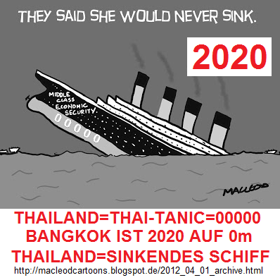 Thailand ist ein sinkendes Schiff - der
                            Wert sinkt auf 00000 - Comic in
                            Schwarz-Weiss