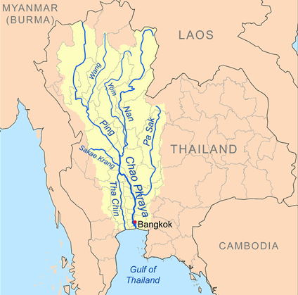 Karte mit dem Einzugsgebiet des
              Praya-Fluss