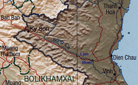 Map with Lam River (vietn. Song Ca)
                                and Vinh