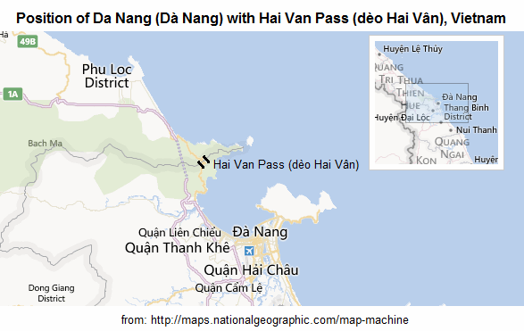 Map with Da Nang with Hai Van Pass
                                (vietn. do Hai Vn)