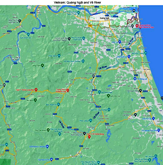 Karte:
                          Die Stadt Quang Ngai und der V-Fluss
                          (vietnamesisch Sng V)