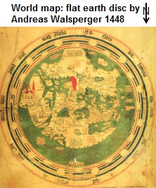 Weltkarte: Erdscheibe von Andreas
                        Walsperger 1448, Norten ist unten