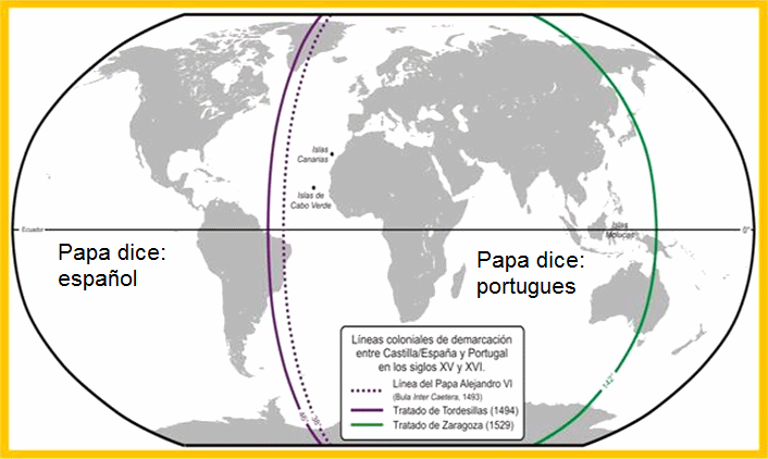 El terror del Vaticano gay:
              define un mapa mundial con la línea de Tordesillas de 1494
              y con la línea de Zaragoza de 1529