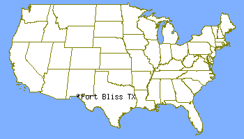 Mapa de los
                "EUA" con la posicin de Fort Bliss (Texas)