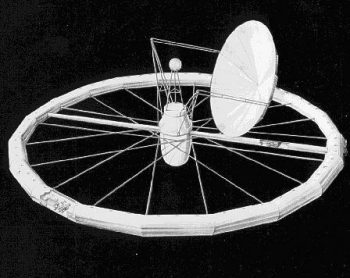 1946: La estacin espacial
                        en forma de un anillo de Wernher von Braun,
                        dibujo de 1946