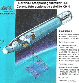 Satlite espa de foto "Corona
                        KH-4", dibujo tcnico