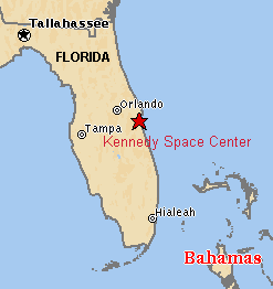 Mapa con la posicin del Centro Espacial
                          de Kennedy ("Kennedy Space Center)