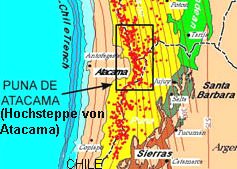 Mapa: posición del altiplano / puna de
                          Atacama en Chile