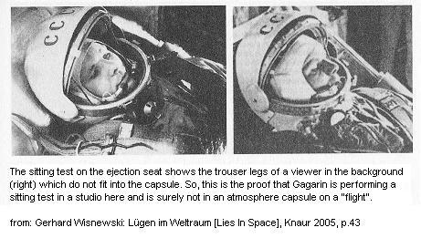 Yuri Gagarin'
                        sitting test 2 with trouser legs in the
                        background