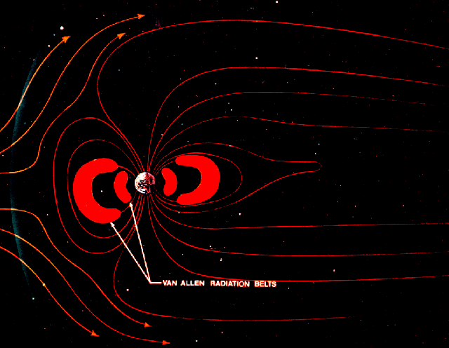 The next
                            satellites detected another, an exterior Van
                            Allen belt, black and red diagram.