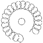 Particle path in the
                          outer Van Allen radiation belt, detail 2,
                          schema black and white.