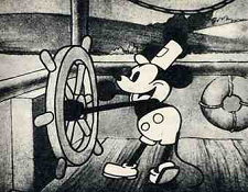 Walt
                          Disney's first success "Willy the
                          seaman" with Mickey at the steering
                          wheel, 1928.