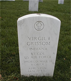 Grave stone of Virgil Grissom on the military
                      cemetery of Arlington.