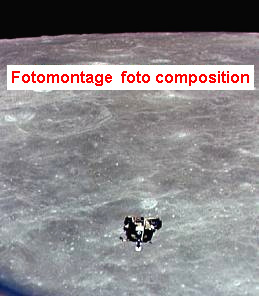 Apollo 11, Foto-Nr.
                                        AS11-44-6626: Aufstiegsstufe
                                        ber dem Mond ohne
                                        Triebwerksflamme. Wahrscheinlich
                                        ist das Bild eine Fotomontage
                                        mit dem Mondmodell LOLA in
                                        Langley.