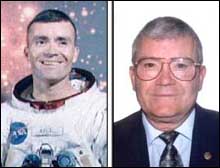 Astronaut Fred Haise, young and old